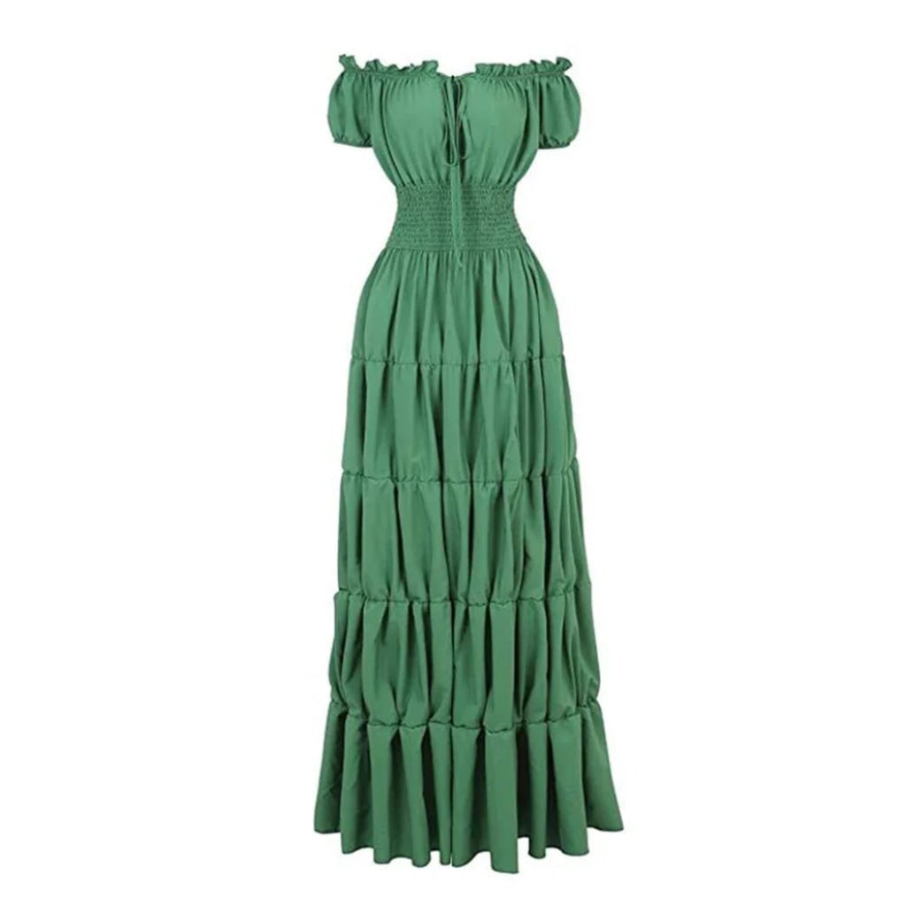 Women's Halloween Boho Maxi Dress with Off-The-Shoulder Tiered Skirt and Smocked Waist Floral - Image 3