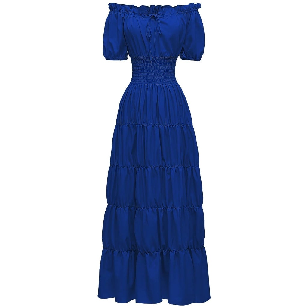 Women's Halloween Boho Maxi Dress with Off-The-Shoulder Tiered Skirt and Smocked Waist Floral - Image 5