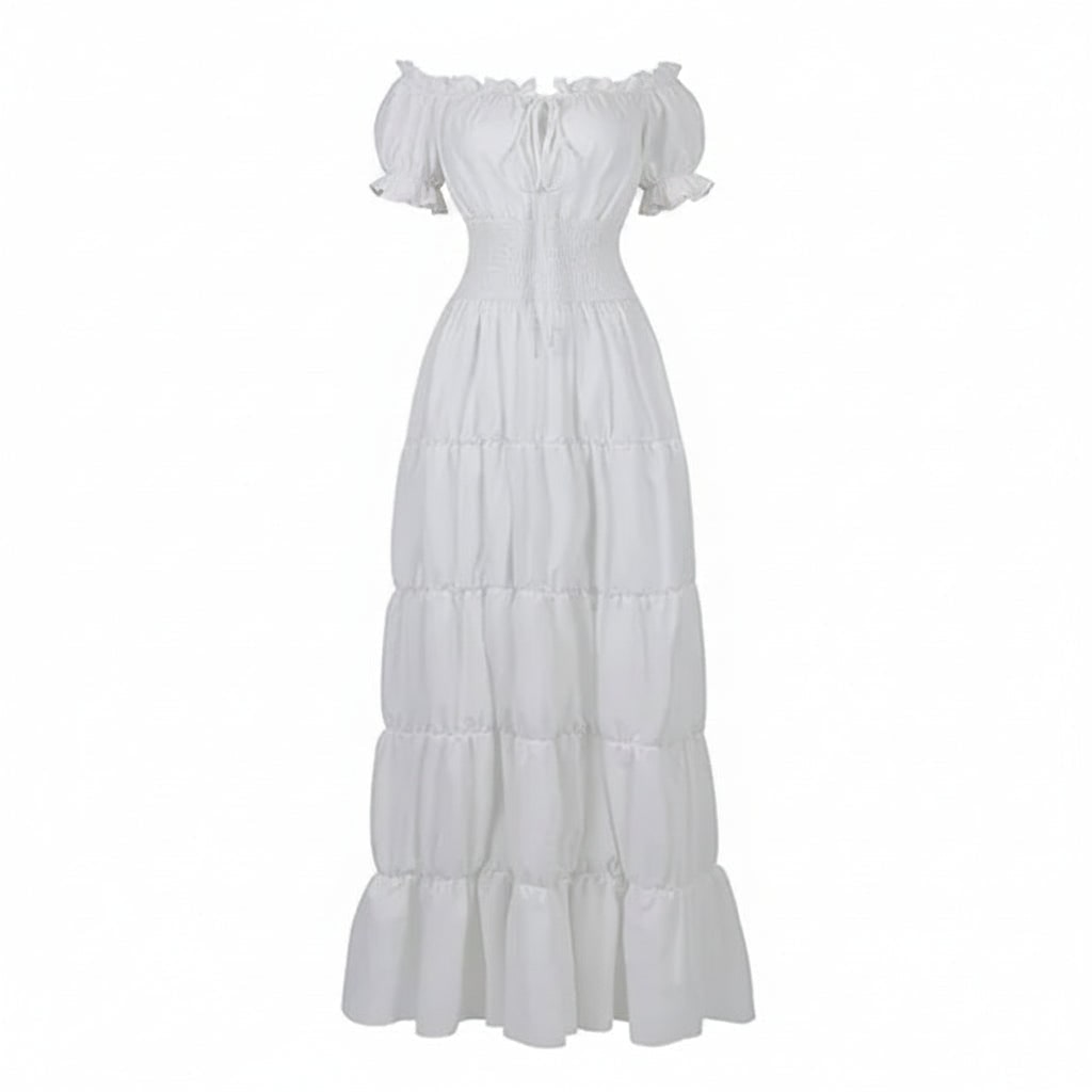 Women's Halloween Boho Maxi Dress with Off-The-Shoulder Tiered Skirt and Smocked Waist Floral - Image 8