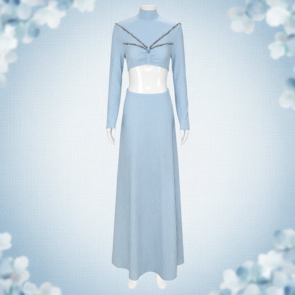 Women's Halloween Cosplay Costume Police Officer with Cape and Maxi Skirt - Image 3