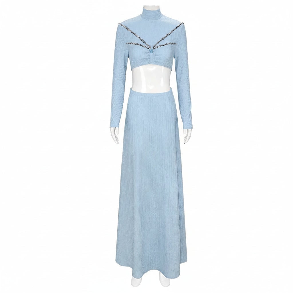 Women's Halloween Cosplay Costume Police Officer with Cape and Maxi Skirt - Image 4