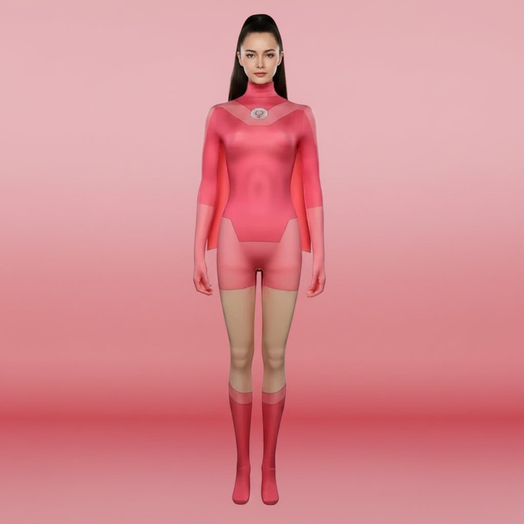 Women's Halloween Cosplay Superhero Costume Bodysuit with Cape and Integrated Gloves - Image 1