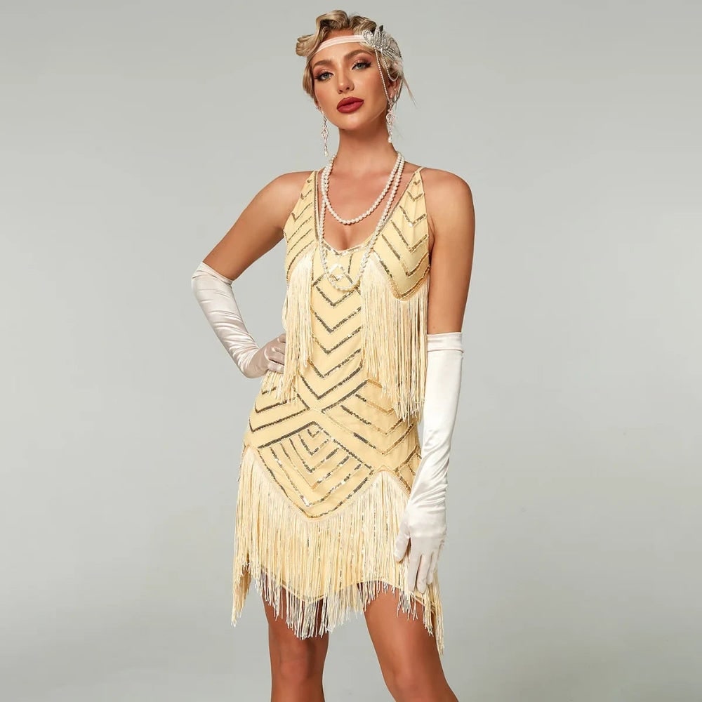Women's Halloween Flapper Dress Roaring 20s Style Outfit with Sequin and Fringe for Party Costume - Image 4