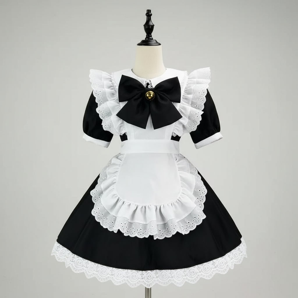 Women's Halloween French Maid Costume with Apron for House Cosplay Dress Plus Size - Image 10