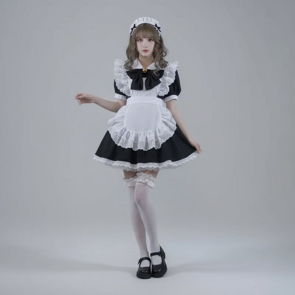 Women's Halloween French Maid Costume with Apron for House Cosplay Dress Plus Size - Image 11