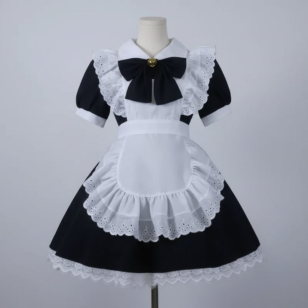 Women's Halloween French Maid Costume with Apron for House Cosplay Dress Plus Size - Image 2