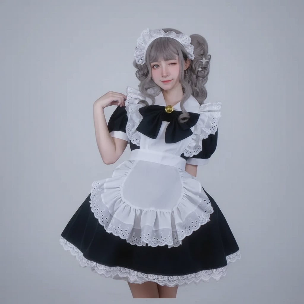 Women's Halloween French Maid Costume with Apron for House Cosplay Dress Plus Size - Image 7