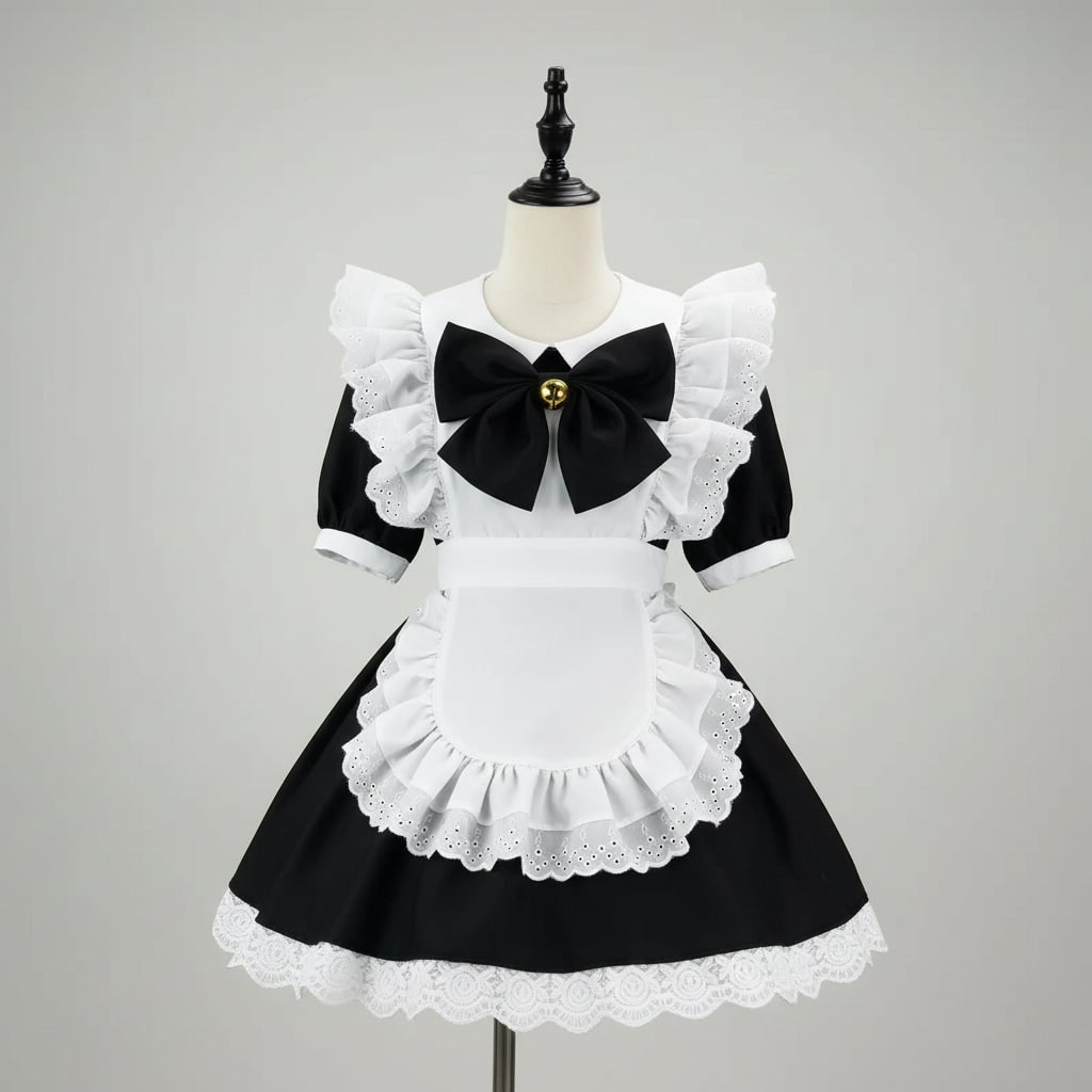 Women's Halloween French Maid Costume with Apron for House Cosplay Dress Plus Size - Image 8