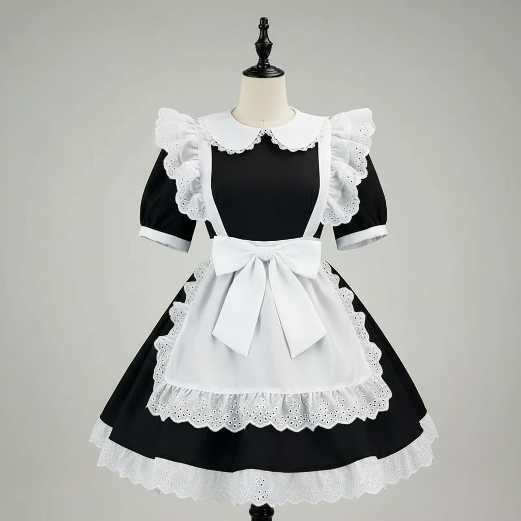 Women's Halloween French Maid Costume with Apron for House Cosplay Dress Plus Size - Image 9