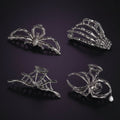 Women's Halloween Metal Claw Hair Clips with Silver Finish Spider Skeleton Bat Design for Party Styling - Image 1