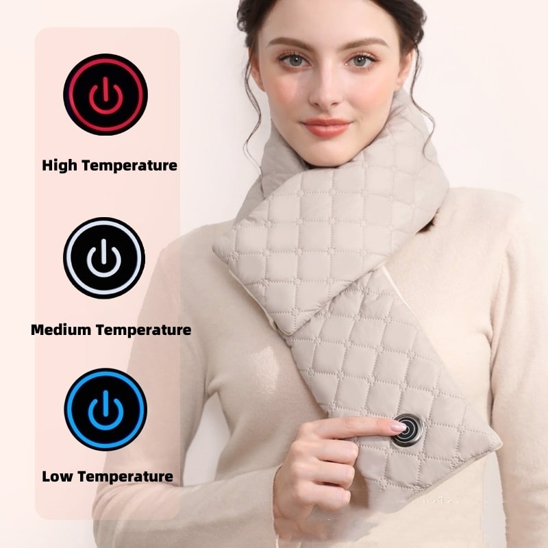 Women's Heated Neck Scarf with 3 Heat Settings Soft Fleece Lining and Quilted Puffer Design - Image 1