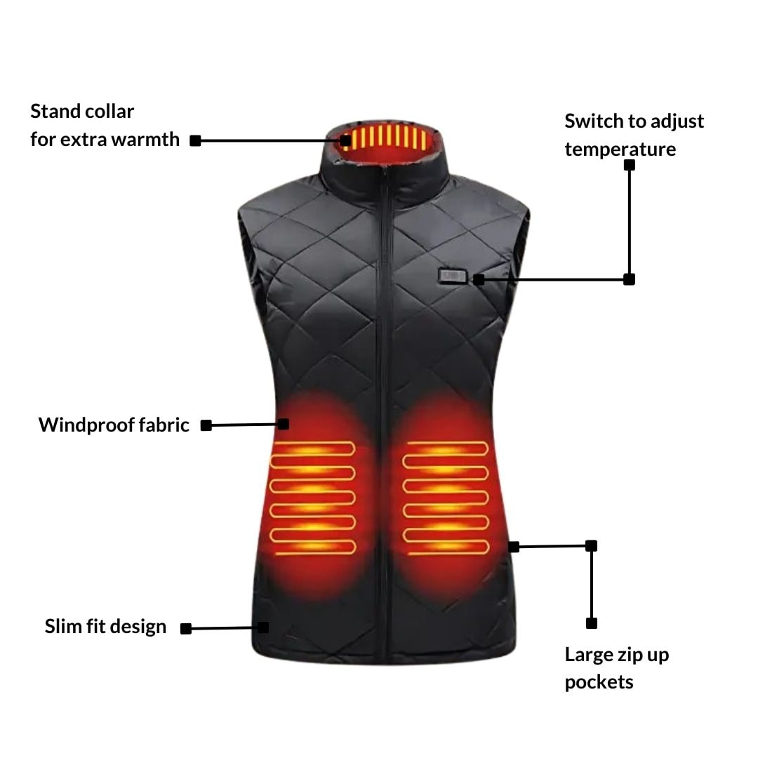 Women's Heated Vest with USB Rechargeable Battery Lightweight Electric Quilted Gilet - Image 4