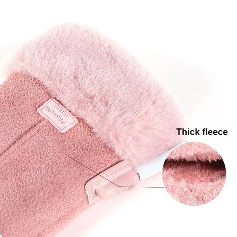 Women's Heated Winter Gloves with Faux Suede Fur Cuffs and USB Rechargeable Warmth - Image 4