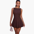 Women's Homecoming Backless Mini Dress with Open Back Spaghetti Straps and Box Pleats - Image 1