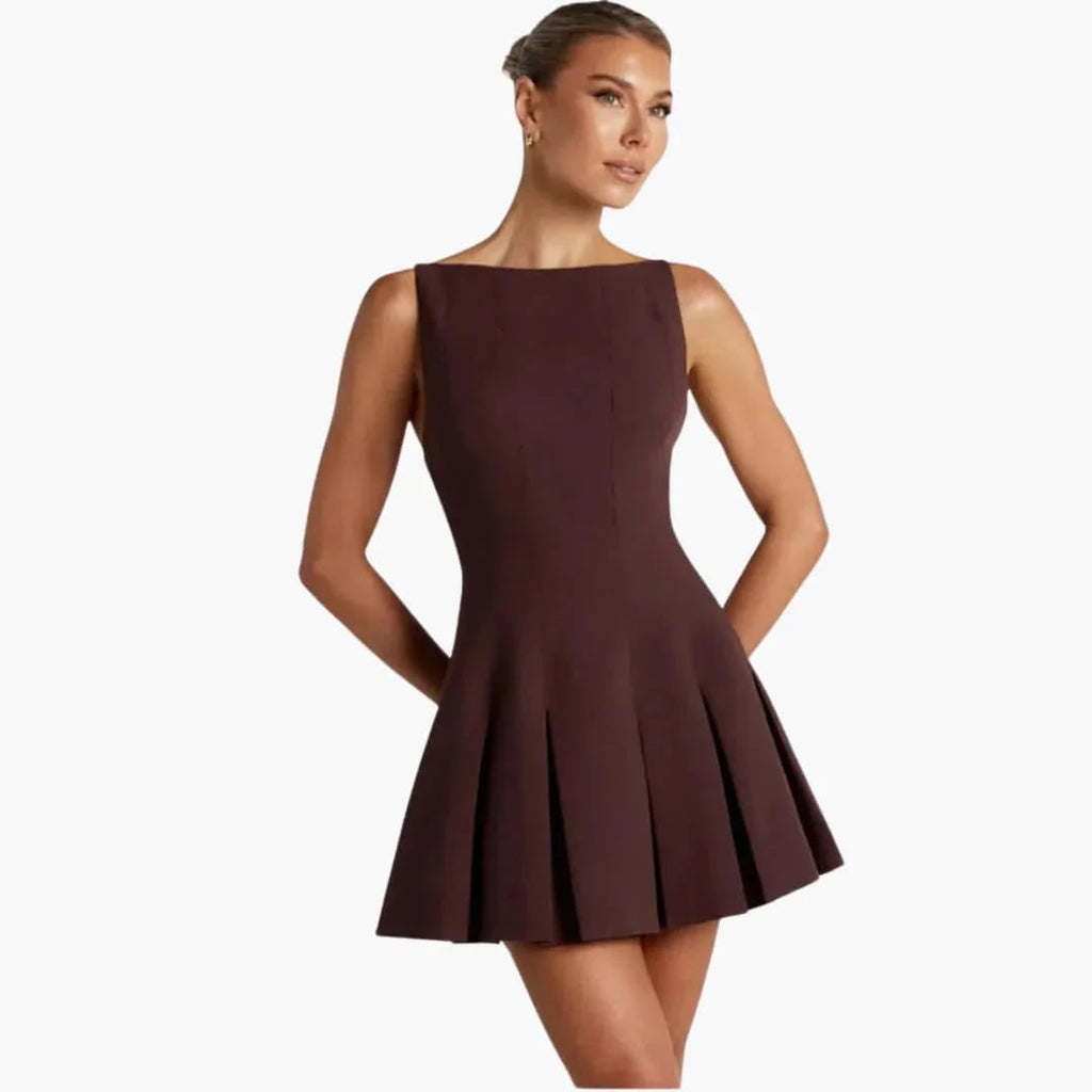 Women's Homecoming Backless Mini Dress with Open Back Spaghetti Straps and Box Pleats - Image 2