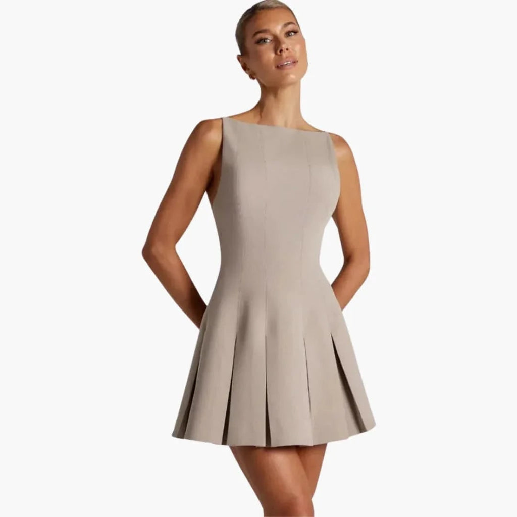 Women's Homecoming Backless Mini Dress with Open Back Spaghetti Straps and Box Pleats - Image 7