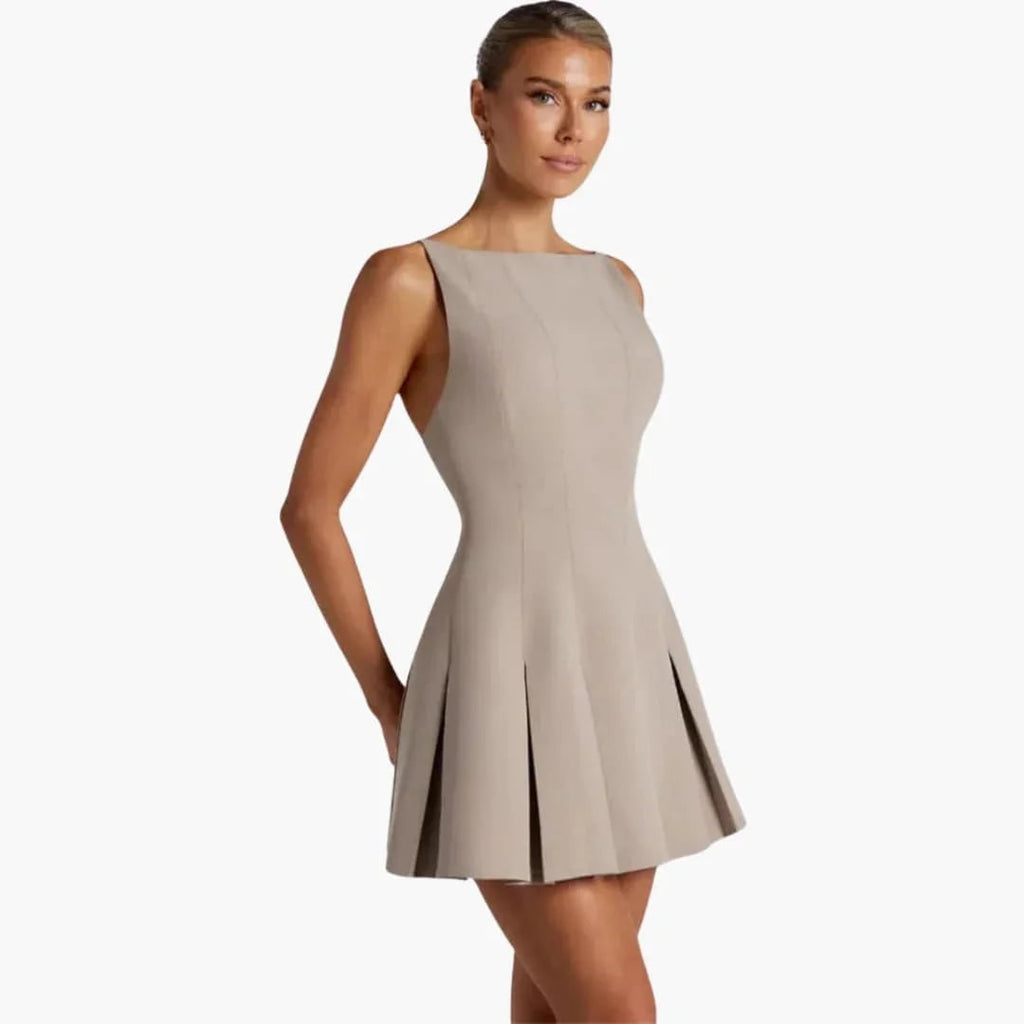 Women's Homecoming Backless Mini Dress with Open Back Spaghetti Straps and Box Pleats - Image 8