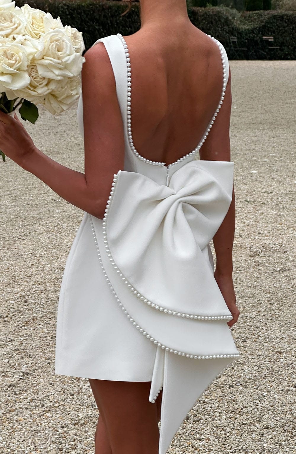 Women's Homecoming Bow Mini Dress with Boat Neck Wedding Guest Sleeveless Structured Back - Image 12