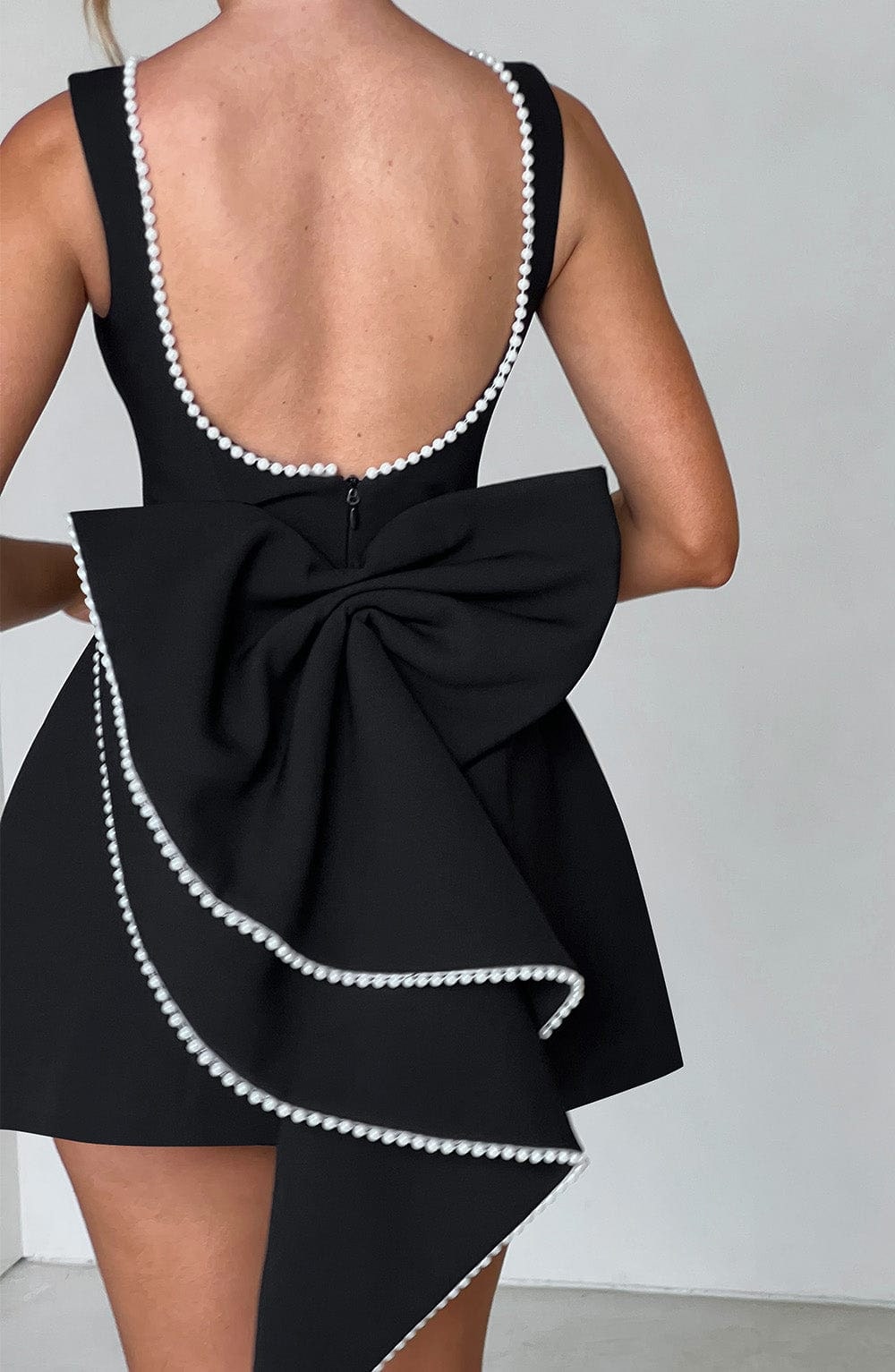 Women's Homecoming Bow Mini Dress with Boat Neck Wedding Guest Sleeveless Structured Back - Image 7