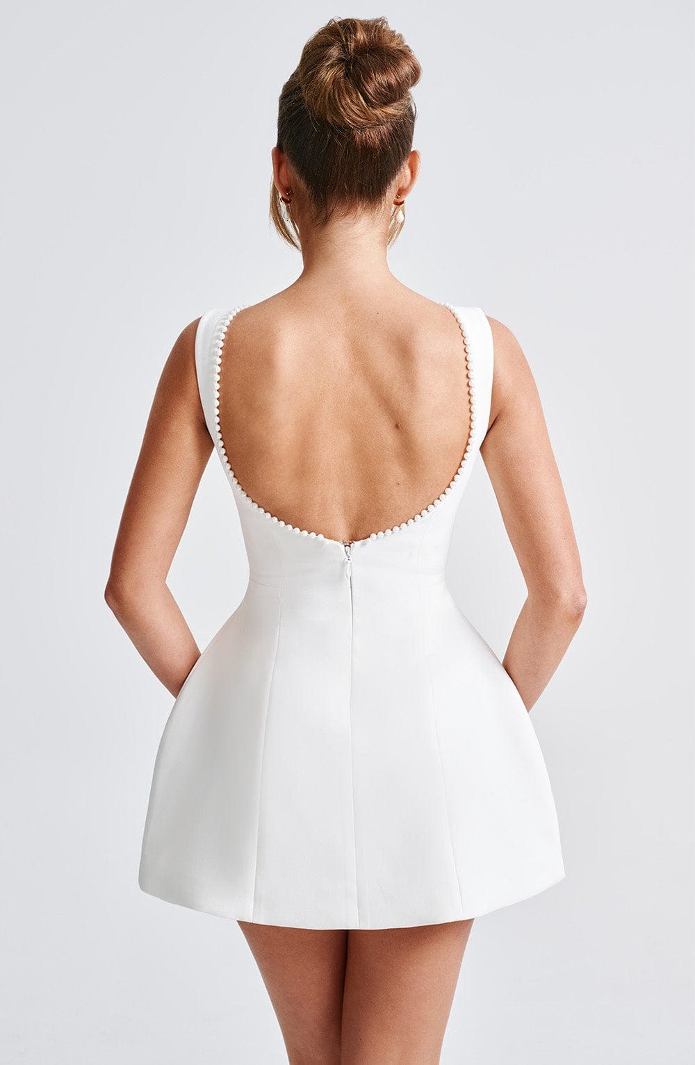 Women's Homecoming Bow Mini Dress with Boat Neck Wedding Guest Sleeveless Structured Back - Image 8