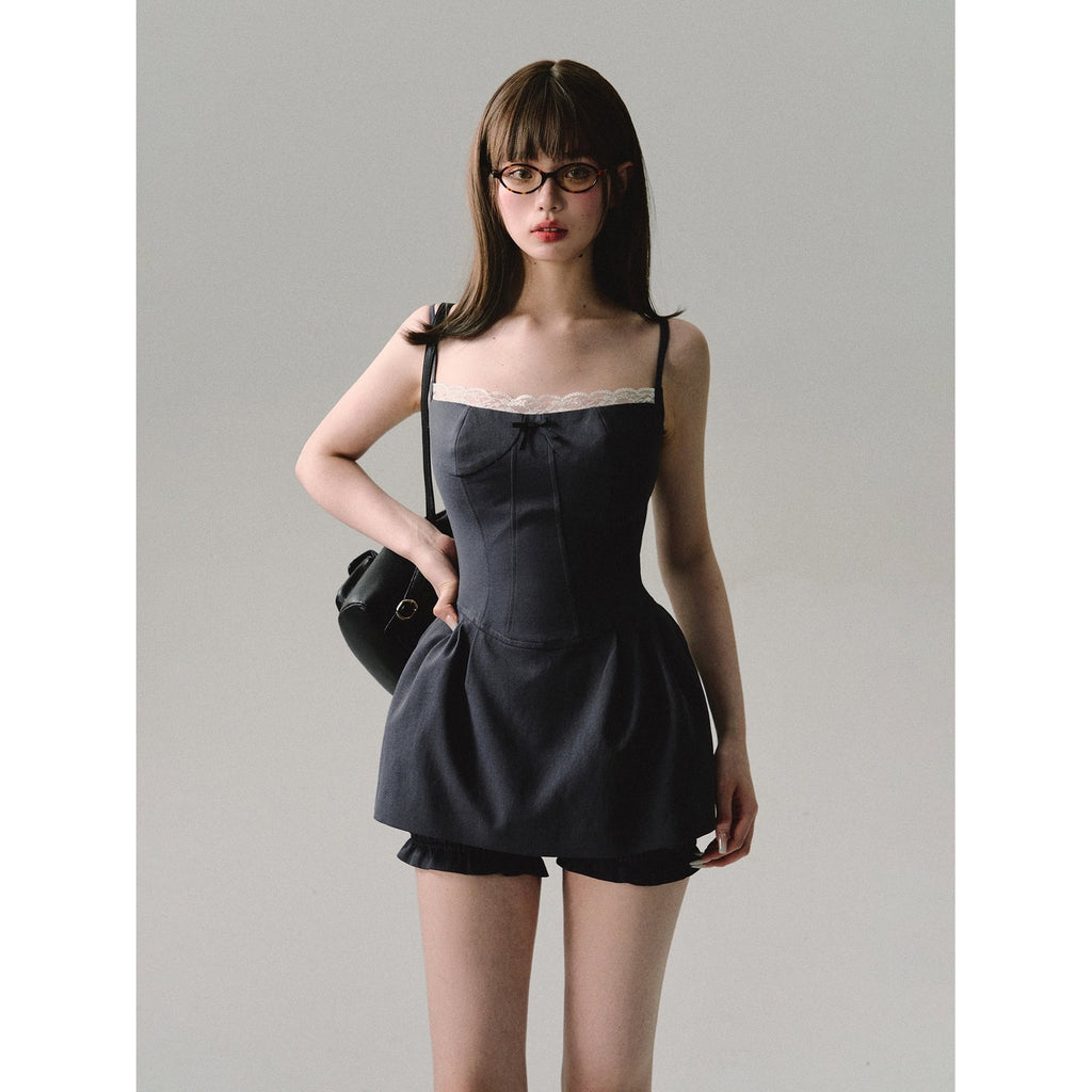 Women's Homecoming Dress Two Piece Set with Corset Camisole and Ruffled Shorts - Image 8