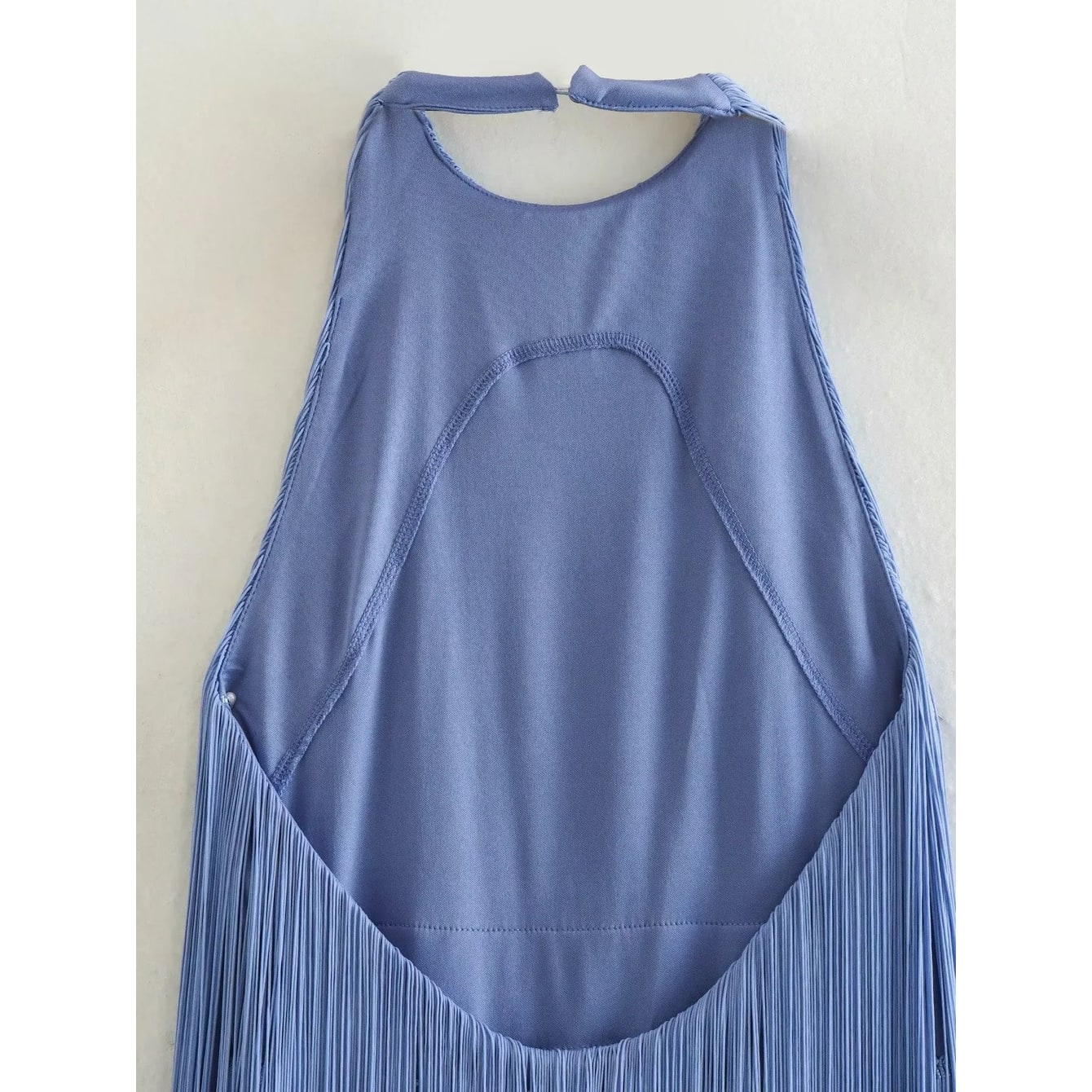 Women's Homecoming Fringe Mini Dress with Halter Neck Open Back Cocktail Party - Image 5