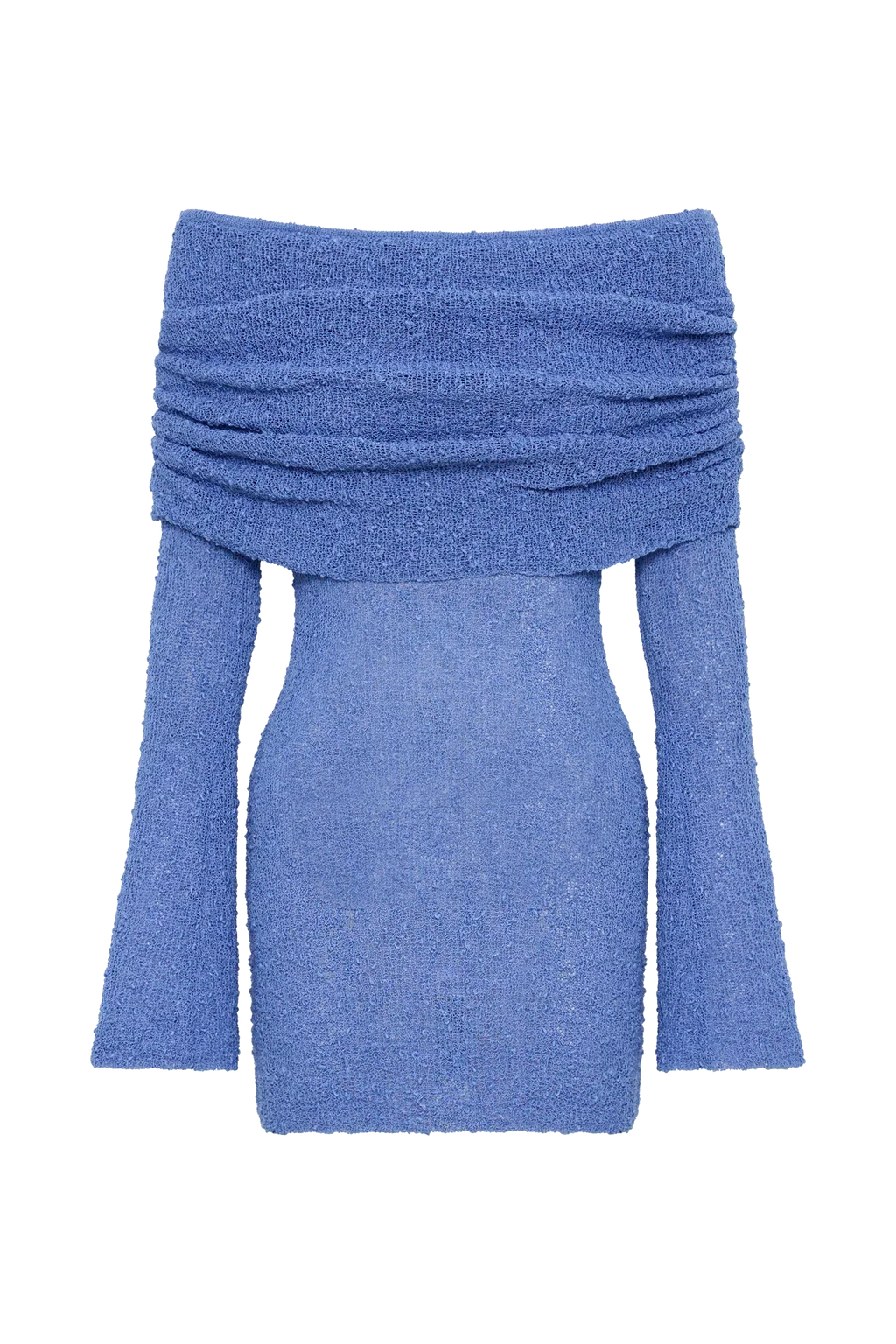 Women's Homecoming Knit Mini Dress with Off Shoulder Long Sleeves and Bell Cuffs - Image 12