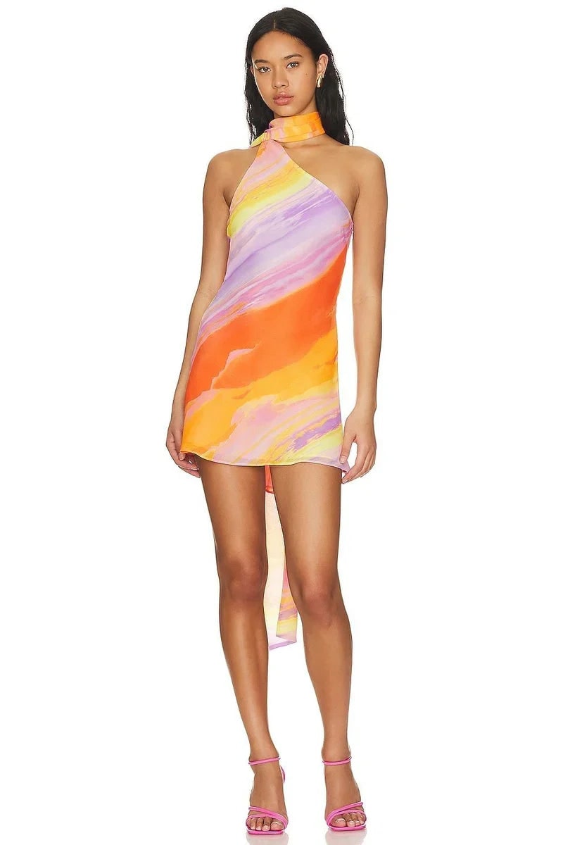 Women's Homecoming Mini Dress Cocktail One Shoulder Asymmetric with Lace-Up Back - Image 1