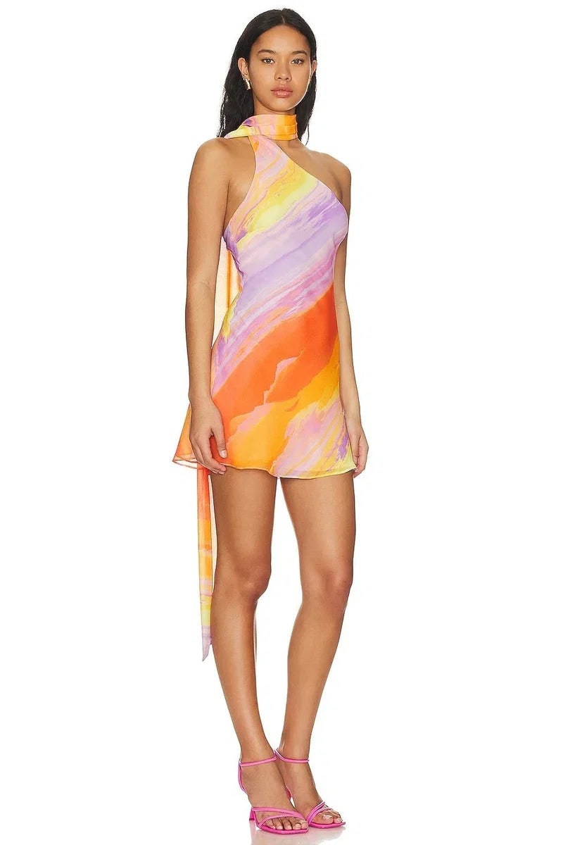 Women's Homecoming Mini Dress Cocktail One Shoulder Asymmetric with Lace-Up Back - Image 2