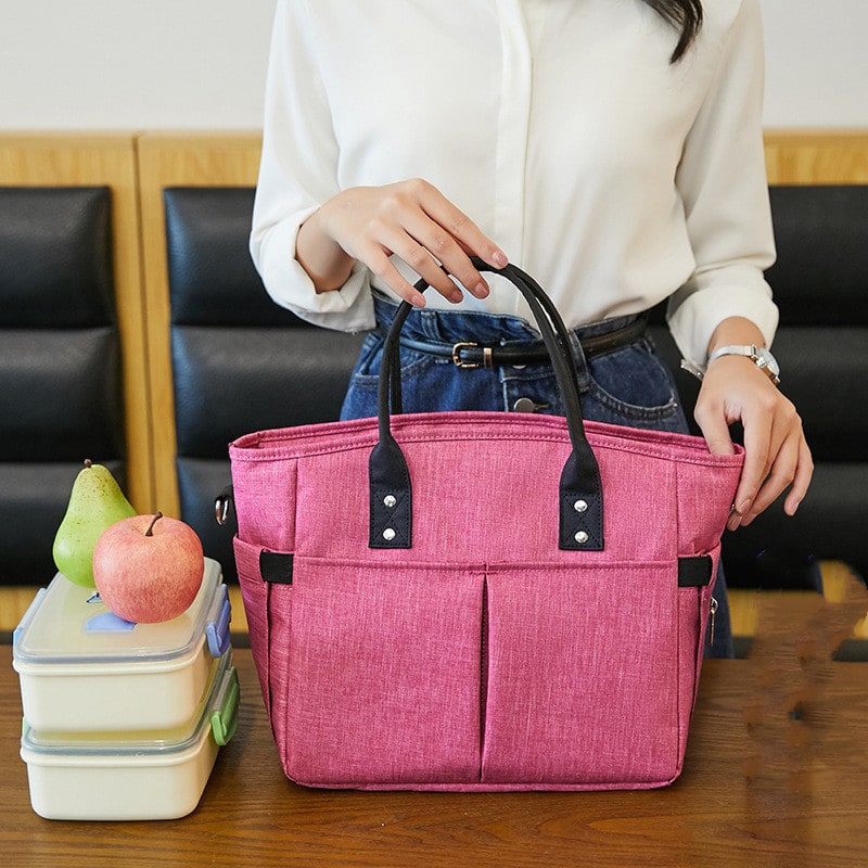 Women's Insulated Lunch Box Bento Bag with Adjustable Shoulder Strap and Dual Handles Pouch - Image 2
