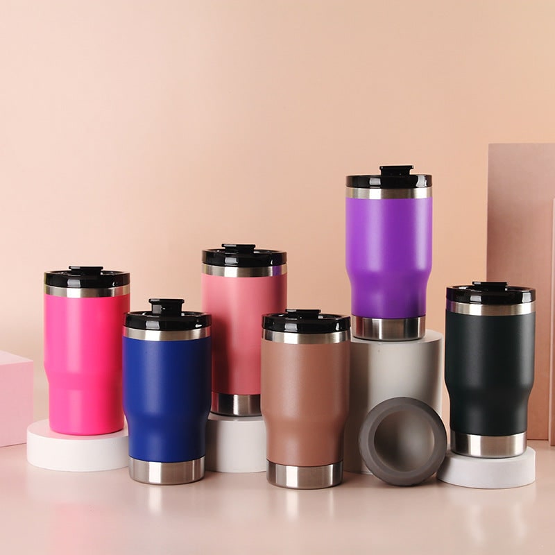 Women's Insulated Stainless Steel Coffee Travel Mug with Non-Slip Silicone Ring and Leak Proof Lid - Image 1