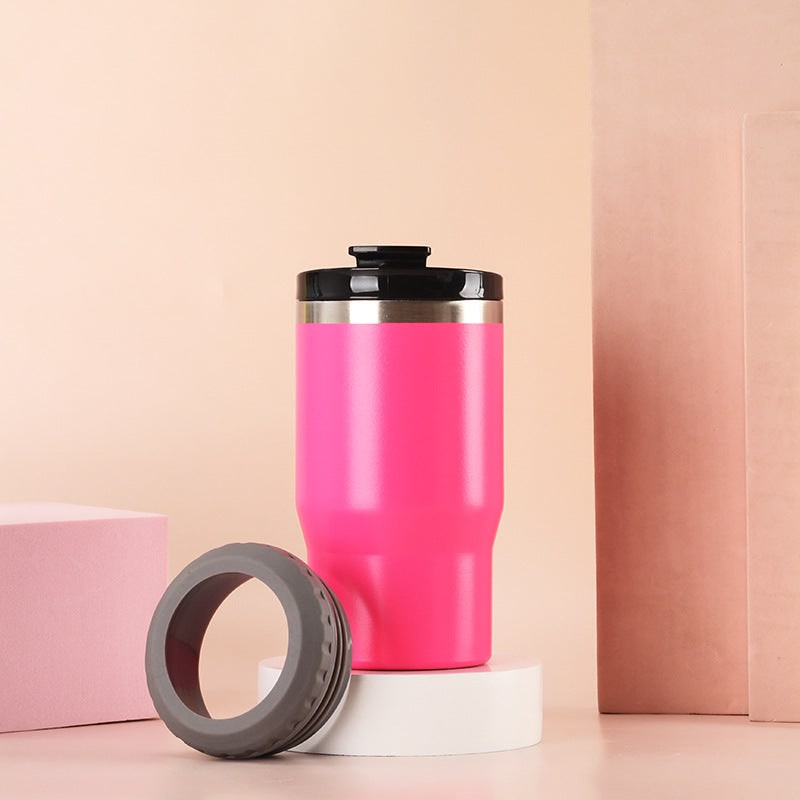 Women's Insulated Stainless Steel Coffee Travel Mug with Non-Slip Silicone Ring and Leak Proof Lid - Image 10
