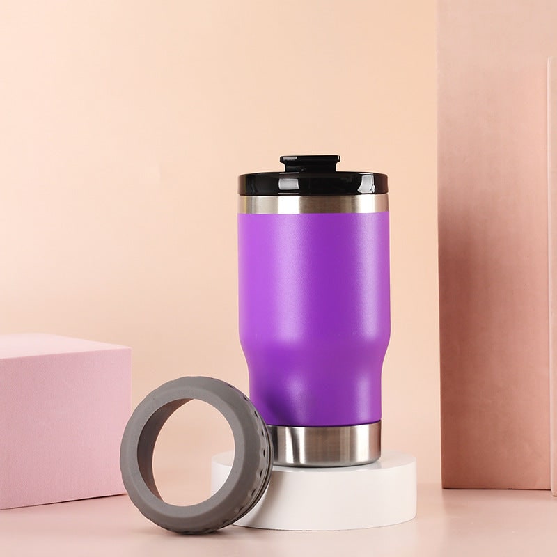 Women's Insulated Stainless Steel Coffee Travel Mug with Non-Slip Silicone Ring and Leak Proof Lid - Image 14