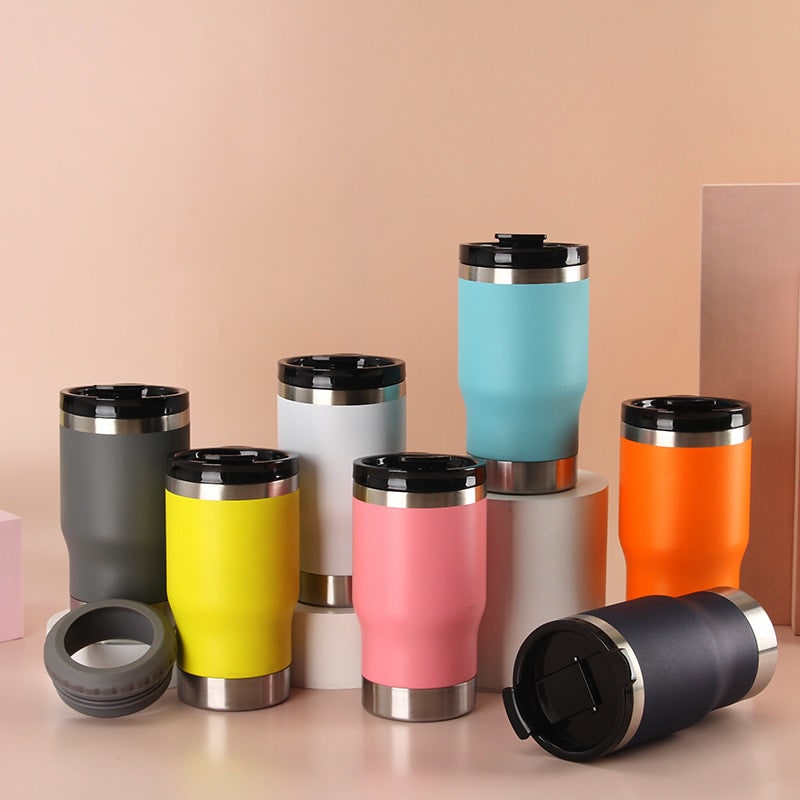 Women's Insulated Stainless Steel Coffee Travel Mug with Non-Slip Silicone Ring and Leak Proof Lid - Image 2