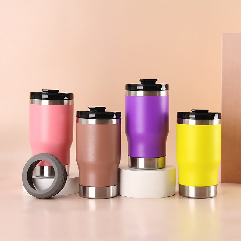 Women's Insulated Stainless Steel Coffee Travel Mug with Non-Slip Silicone Ring and Leak Proof Lid - Image 3