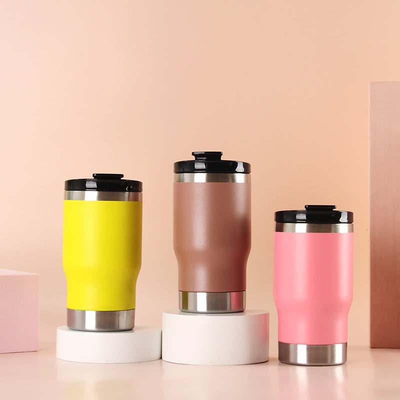 Women's Insulated Stainless Steel Coffee Travel Mug with Non-Slip Silicone Ring and Leak Proof Lid - Image 4