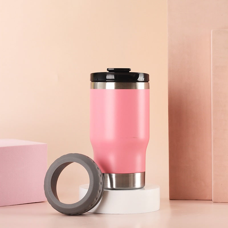 Women's Insulated Stainless Steel Coffee Travel Mug with Non-Slip Silicone Ring and Leak Proof Lid - Image 7