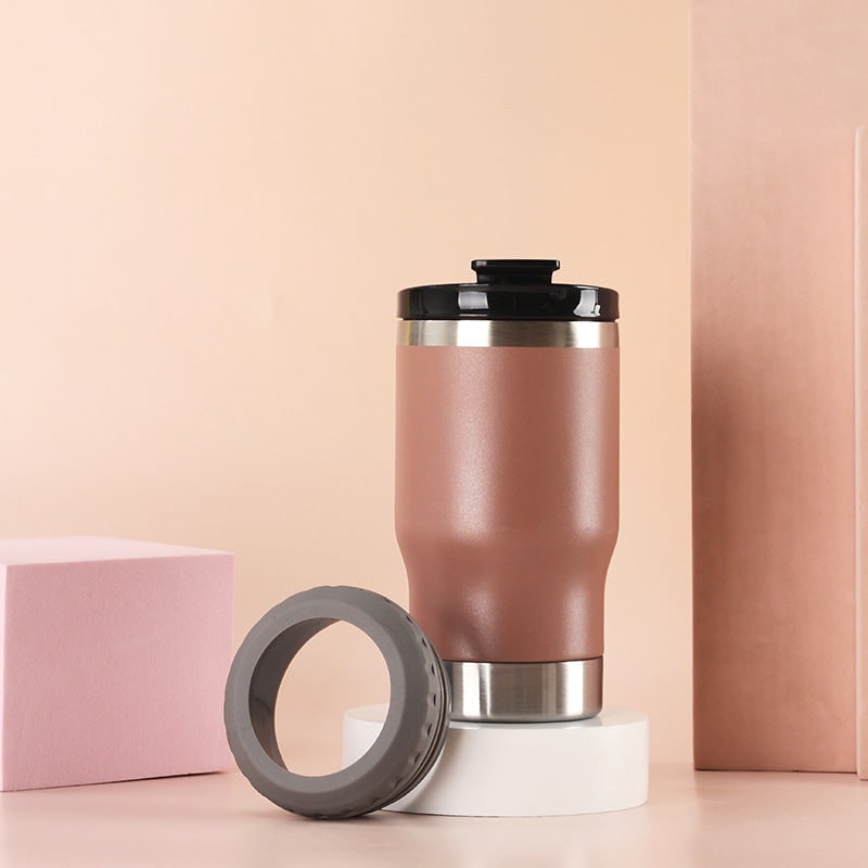 Women's Insulated Stainless Steel Coffee Travel Mug with Non-Slip Silicone Ring and Leak Proof Lid - Image 8