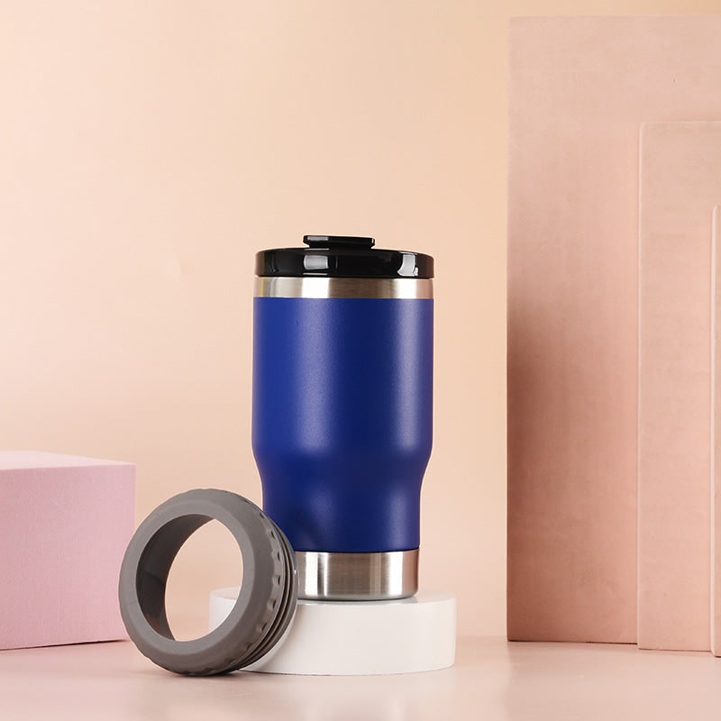 Women's Insulated Stainless Steel Coffee Travel Mug with Non-Slip Silicone Ring and Leak Proof Lid - Image 9