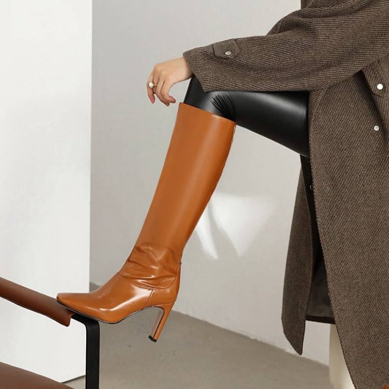 Women's Knee High Boots with Square Toe and Heel for Fall Winter - Image 5