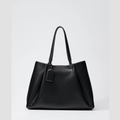 Women's Leather Tote Bag Purse with Contrast Stitching for Work and Shopping - Image 1