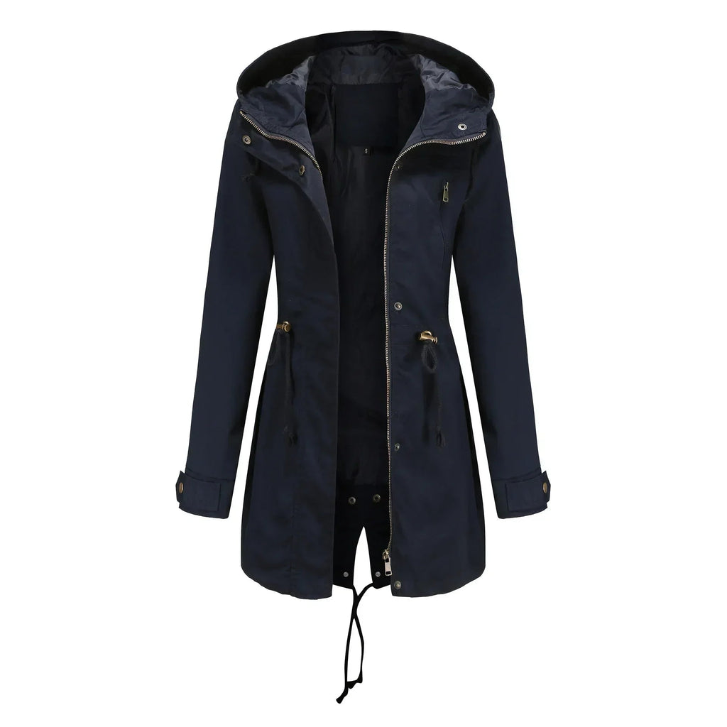 Women's Leather Utility Fleece Jacket with Drawstring Waist and Hood - Image 12