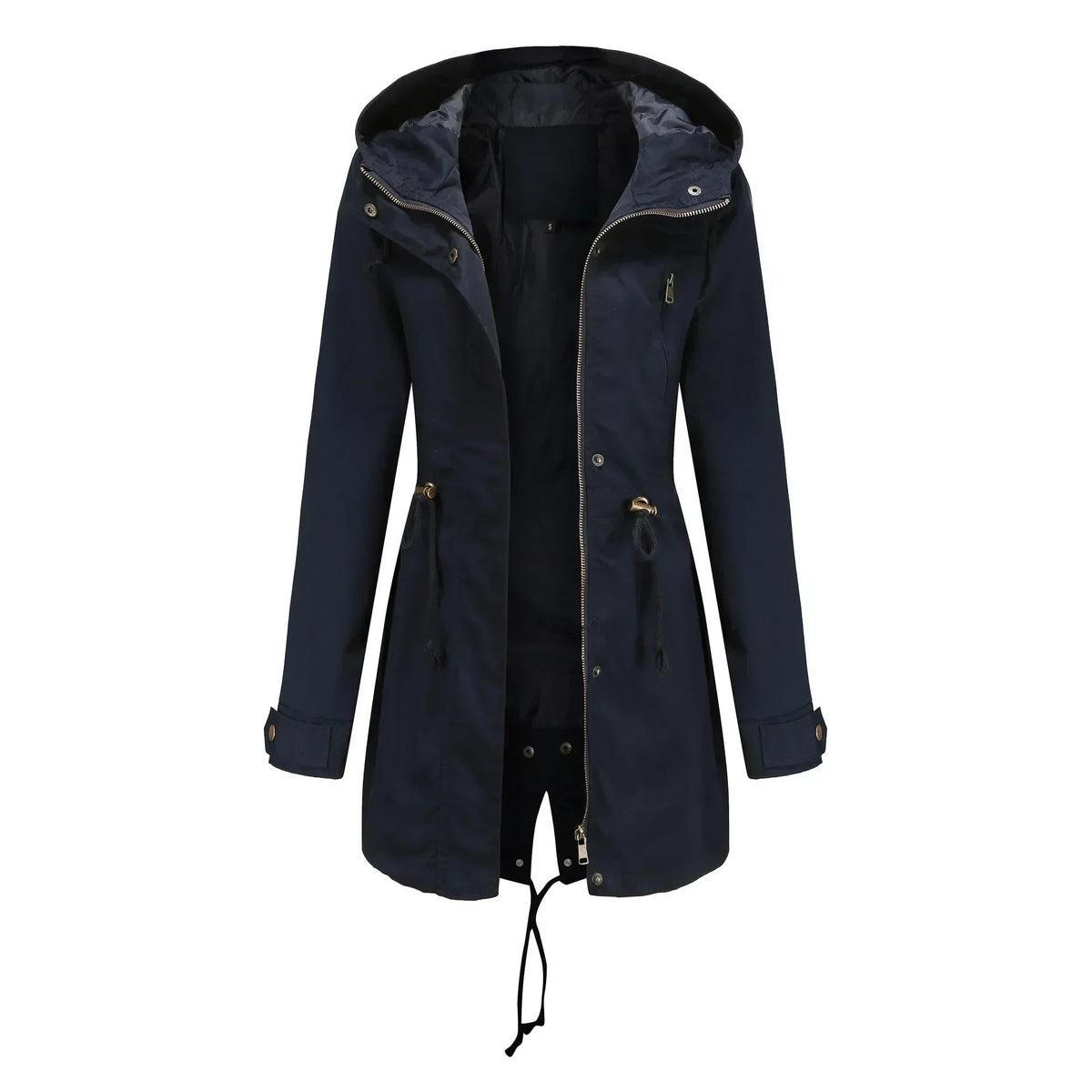 Women's Leather Utility Fleece Jacket with Drawstring Waist and Hood - Image 12