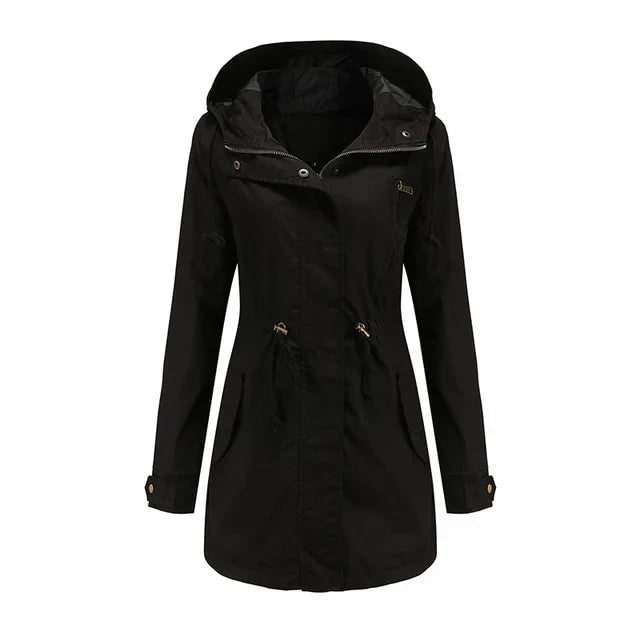Women's Leather Utility Fleece Jacket with Drawstring Waist and Hood - Image 2