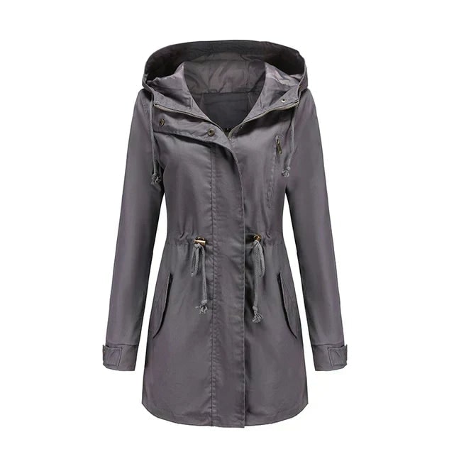 Women's Leather Utility Fleece Jacket with Drawstring Waist and Hood - Image 4