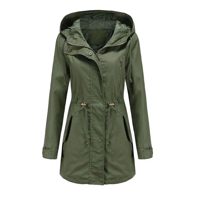 Women's Leather Utility Fleece Jacket with Drawstring Waist and Hood - Image 8