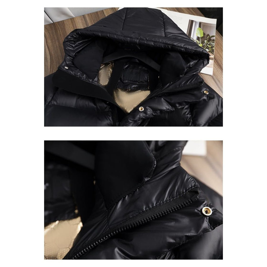Women's Long Black Puffer Jacket with Hood Water-Resistant Quilted Winter Coat - Image 10