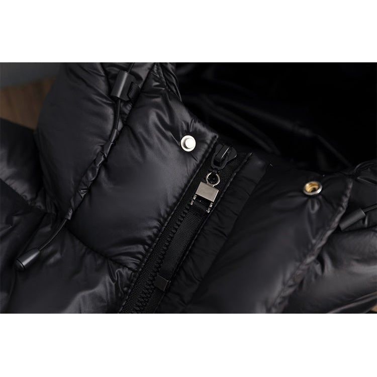 Women's Long Black Puffer Jacket with Hood Water-Resistant Quilted Winter Coat - Image 12