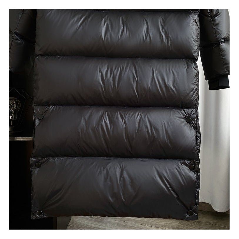 Women's Long Black Puffer Jacket with Hood Water-Resistant Quilted Winter Coat - Image 4