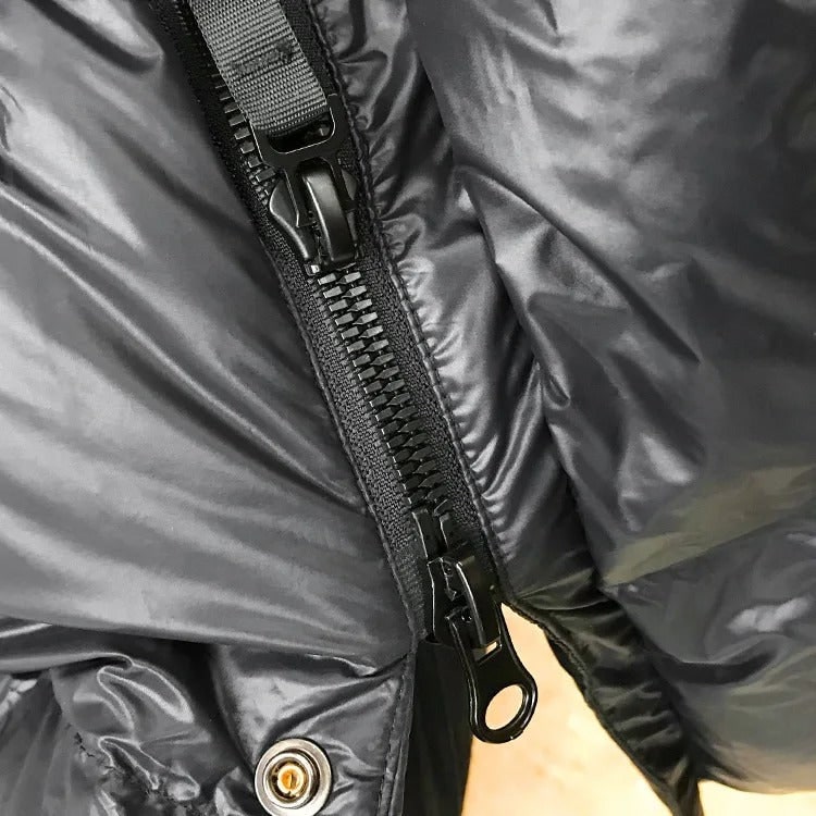 Women's Long Black Puffer Jacket with Hood Water-Resistant Quilted Winter Coat - Image 9